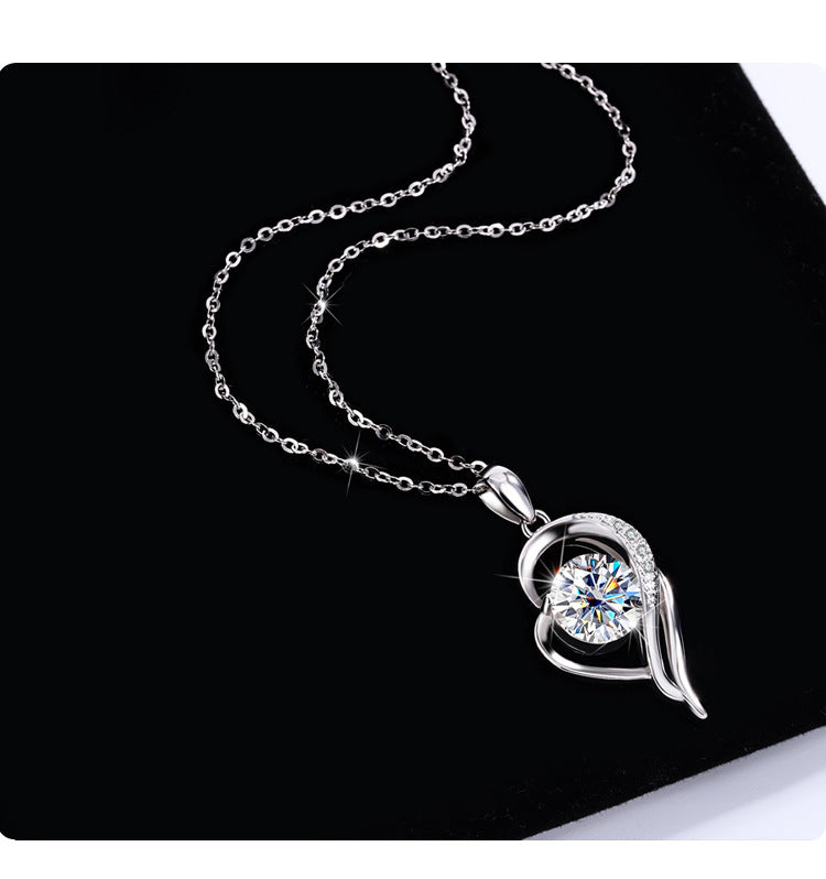 925Sterling Silver VVS1Level Moissanite Diamond Love You Forever One Carat Diamond Necklace Light Luxury Versatile Collarbone Chain