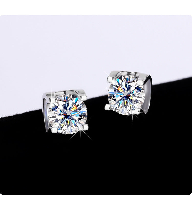 s925Genuine Moissanite Bull Head Earrings1Carat Temperament Simple Moissanite Gift Earrings Live Streaming Source