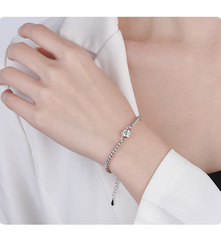 Exclusive for cross-border S925Sterling Silver Moissanite Bubble Bracelet Moissanite Light Luxury Fashion Simple Chain Factory Wholesale