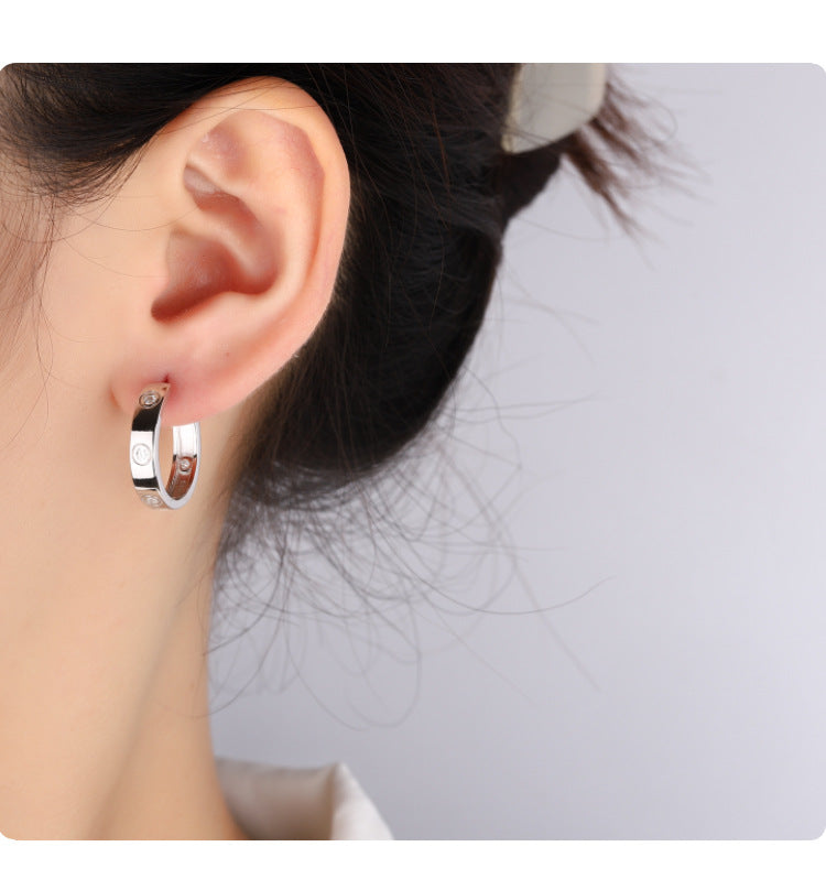 Cross-border hot selling S925Silver Moissanite Simple6Fashion High-End Women's Earrings Full Diamond Moissanite Ear Jewelry Wholesale