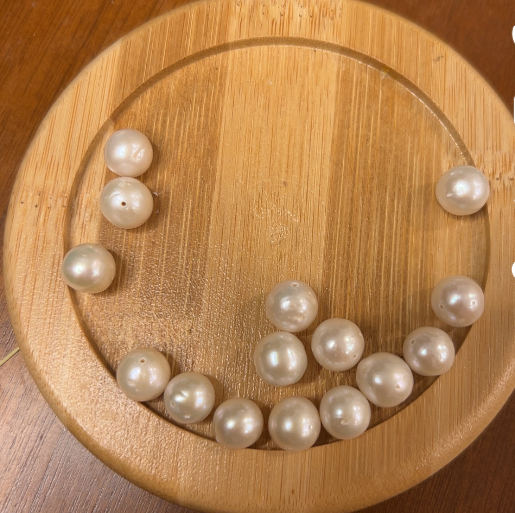 #901 Natural Pearl + Aquamarine Bracelete