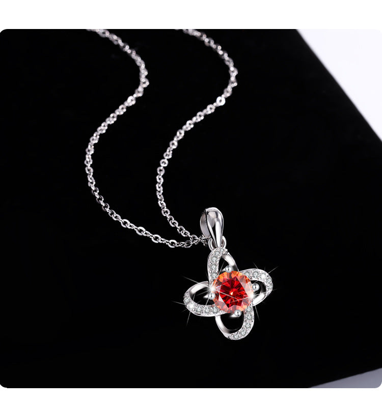 s925Pure Silver Niche Light Luxury Lucky Clover Silver Pendant Moissanite Necklace for Women Classic Fashion Collarbone Chain Wholesale