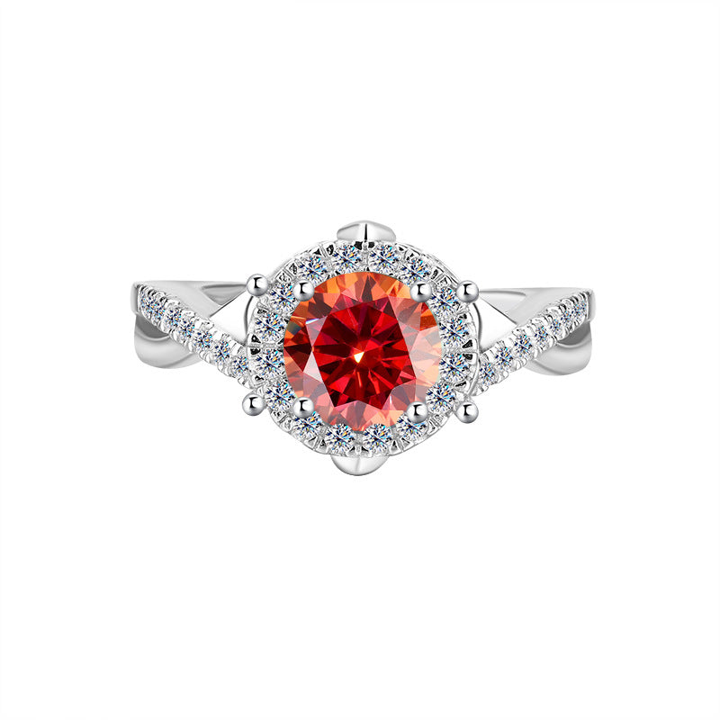 Europe and America Cross Border Hot Sale S925Pure Silver Royal Estate Moissanite Heavy Craft Luxurious Setting Women's Ring High-end Diamond Ring Wholesale