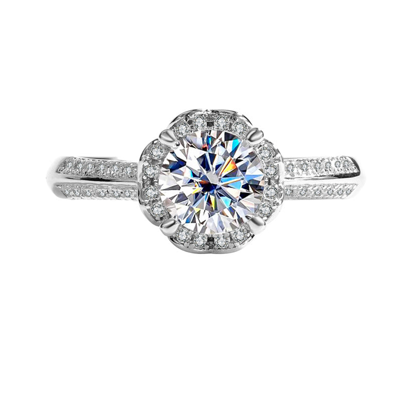 925Pure Moissanite Silver Moissanite Diamond Handheld Flower Women's Ring Rose Fashion Classic Jewelry Manufacturer Wholesale