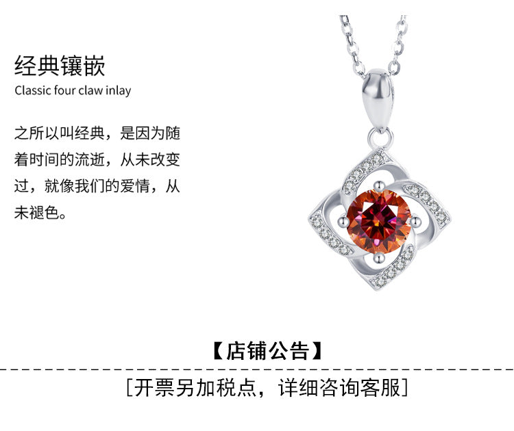 A1   s925Sterling Silver Four-Leaf Clover Necklace Silver Pendant Moissanite Necklace for Women Classic Fashion Collarbone Chain In Stock Wholesale