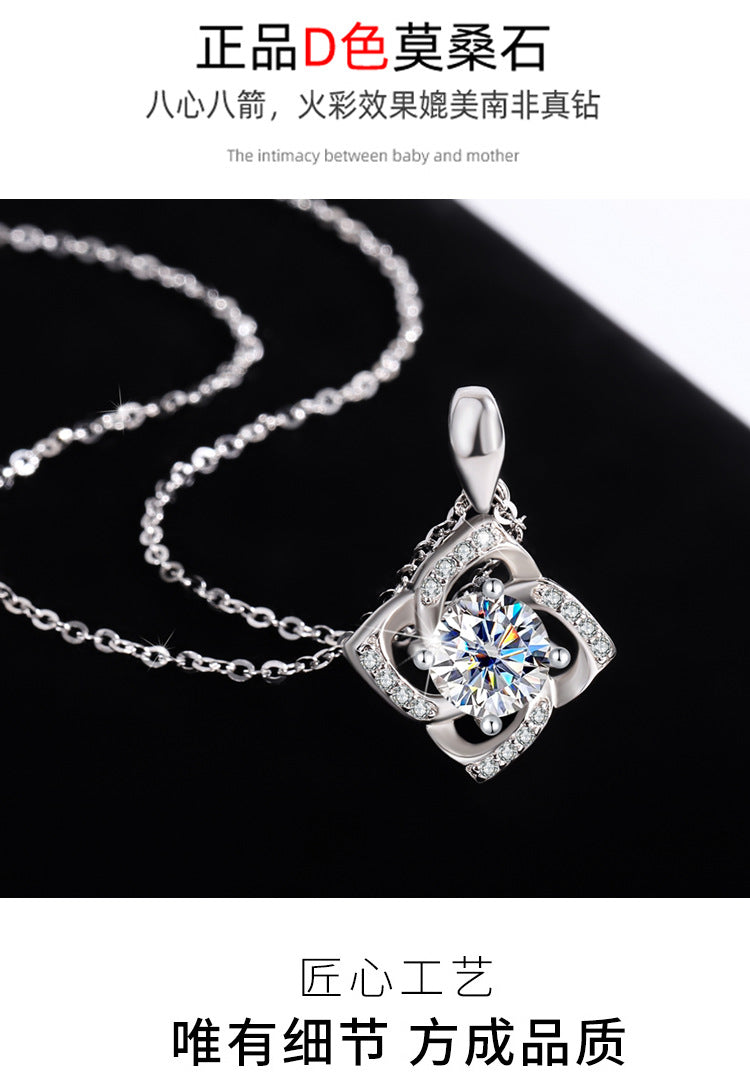 s925Sterling Silver Four-Leaf Clover Necklace Silver Pendant Moissanite Necklace for Women Classic Fashion Collarbone Chain In Stock Wholesale