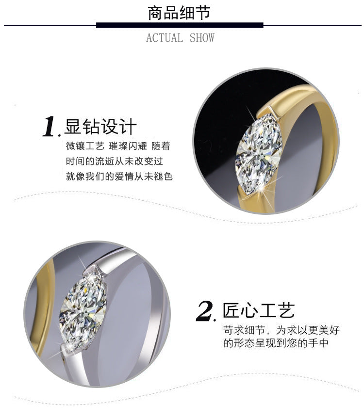 Best seller in europe and america S925Sterling Silver Moissanite Horse Eye Ring Simple Fashion High-end Classic Women's Ring Factory Wholesale