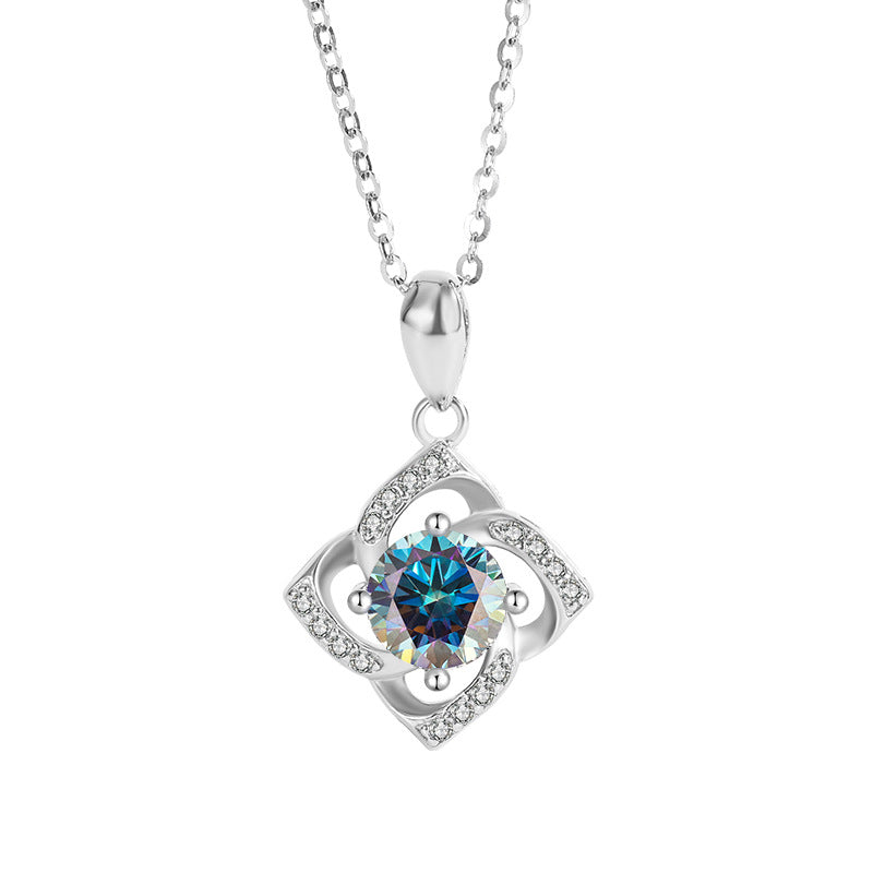 s925Sterling Silver Four-Leaf Clover Necklace Silver Pendant Moissanite Necklace for Women Classic Fashion Collarbone Chain In Stock Wholesale