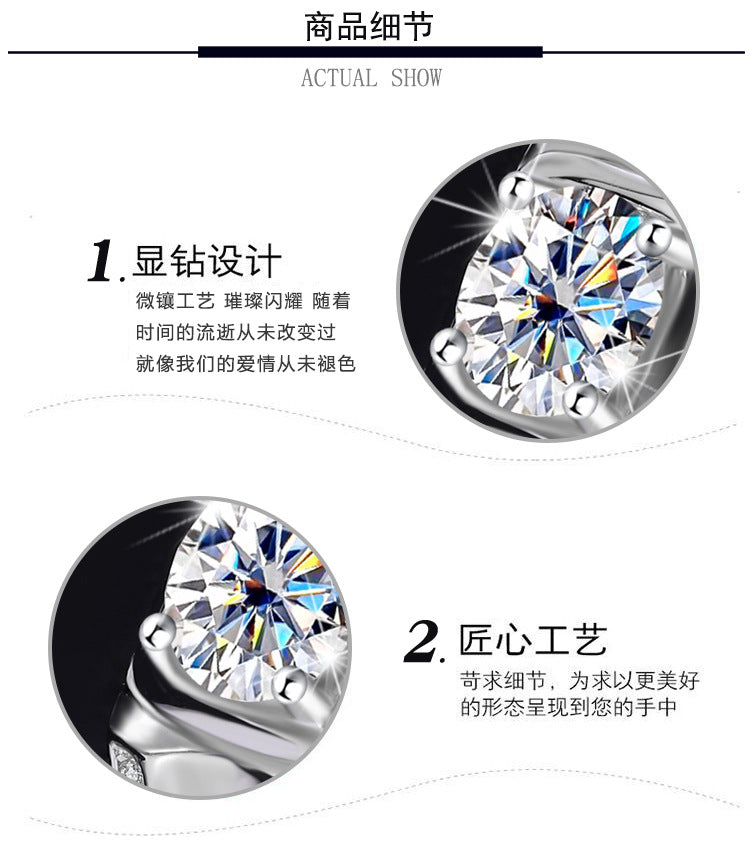 Source Manufacturer S925Pure Silver Moissanite Men's Ring1Carat Double Row Micro Inlaid Large Men's Ring Luxury European and American Fashion