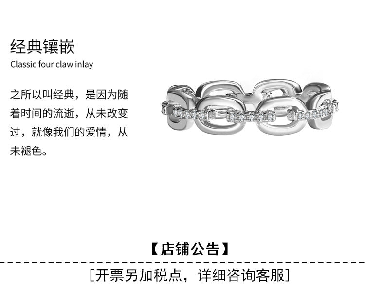 Cross-Border Europe and America s925Sterling Silver Moissanite Ring for Women, Diamond-Studded Index Finger Ring, Elegant Internet Celebrity Style ins Wholesale Silver Rings