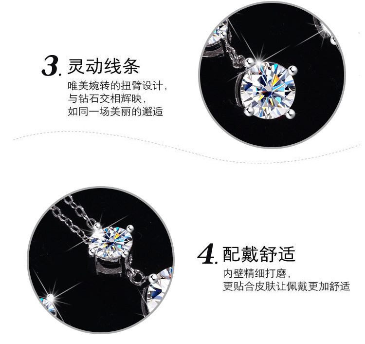 Cross-border Wholesale Direct Sales S925Sterling Silver Moissanite Gourd Necklace for Women Fashion Simple Pendant High-end Clavicle Chain
