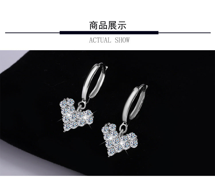 Exclusive for cross-border S925Silver Moissanite Heart Earrings Light Luxury Versatile High-end Moissanite Women's Factory Wholesale
