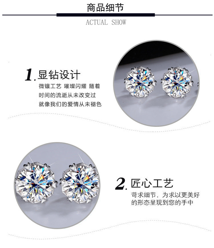 Cross-border hot selling S925Silver Genuine Moissanite Snowflake Earrings Elegant Simple Moissanite Ear Jewelry Factory Wholesale