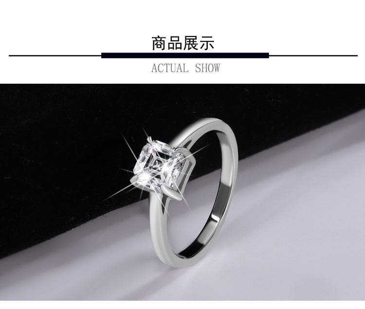 Hot Sale s925Pure Silver Ring Moissanite Ring D Color1Carat Ass Cut Moissanite Ring Jewelry Wholesale