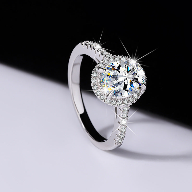 925Pure Silver Genuine Moissanite Diamond Ring2Carat Couple Rings Wedding Proposal Birthday Gift Rings for Girlfriend