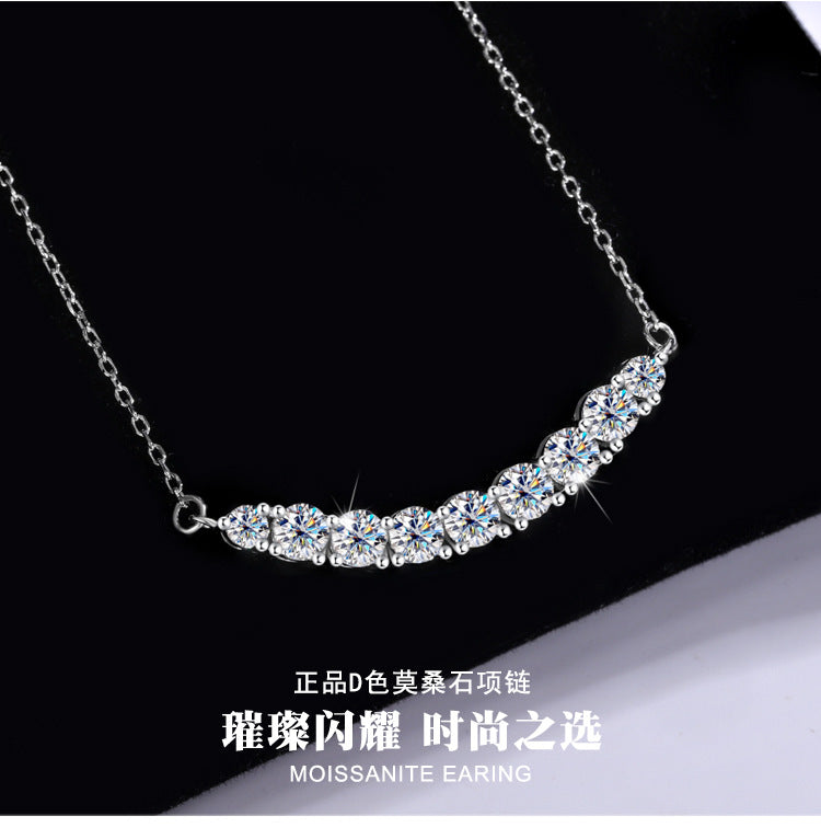 S925Silver Platinum Plated Moissanite Jewelry Pendant for Women Simple Smile Necklace2.4Clamoissanite Rainbow