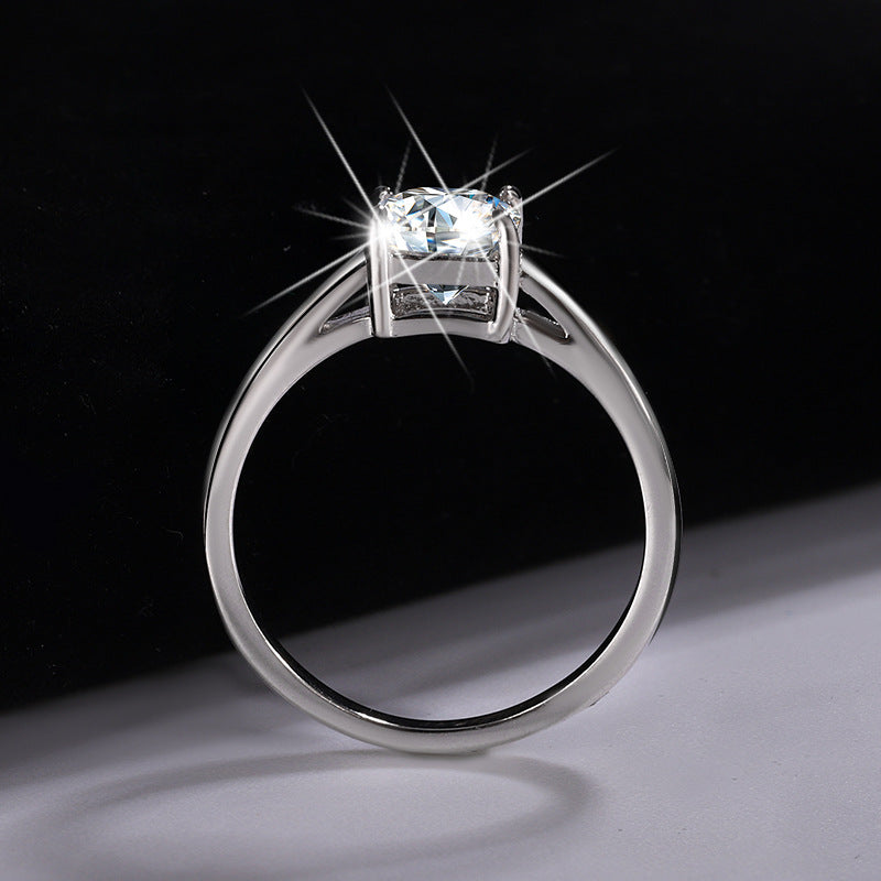 Hot Sale s925Pure Silver Ring Moissanite Ring D Color1Carat Ass Cut Moissanite Ring Jewelry Wholesale