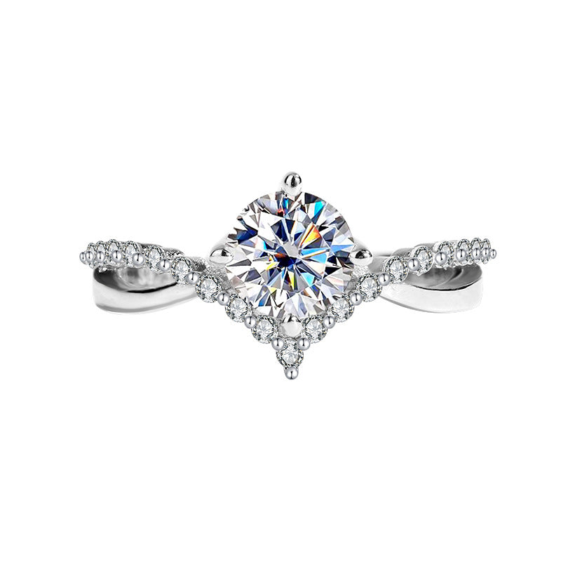 Cross-border hot selling S925Sterling Silver Moissanite Couple Rings Adjustable Open Proposal Wedding Rings Factory Wholesale
