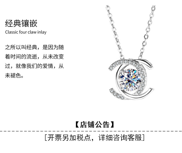 Cross-Border Europe and America S925Sterling Silver Beating Heart Clavicle Chain Necklace for Women Simple High-end Pendant Jewelry Wholesale Accessories