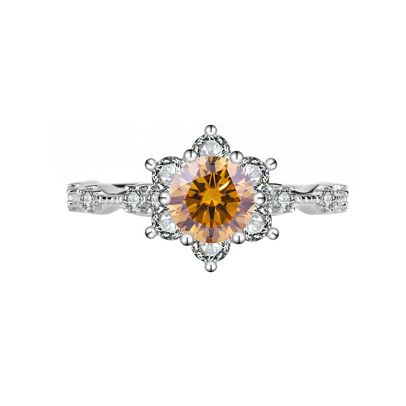 S925Sterling Silver Ring Genuine Moissanite Diamond Starlight Girl Couple Rings Wedding Proposal Gift for Girlfriend