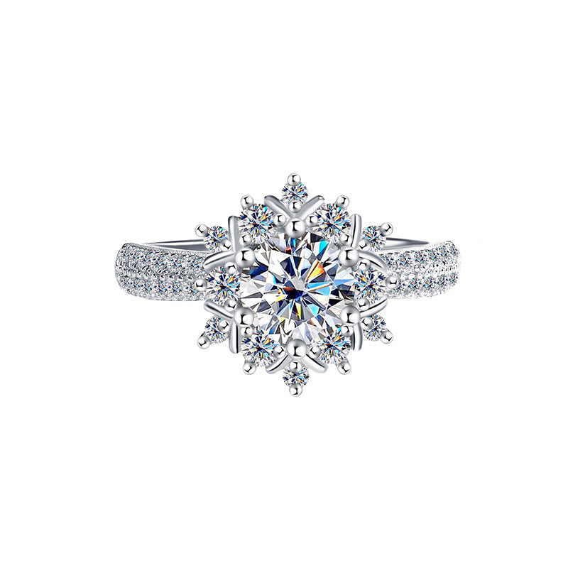 Cross-border new arrival S925Silver Moissanite Princess of First Snow1Carat Ring Female Wedding Gift Diamond Ring Spot Wholesale