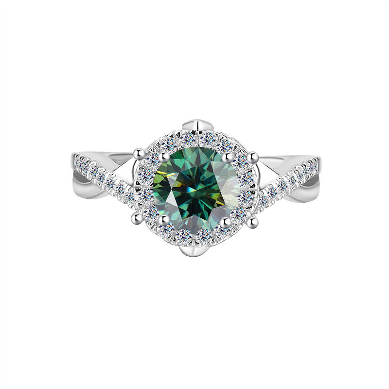 Europe and America Cross Border Hot Sale S925Pure Silver Royal Estate Moissanite Heavy Craft Luxurious Setting Women's Ring High-end Diamond Ring Wholesale