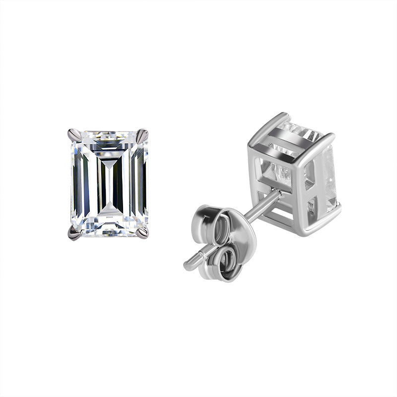 Cross-border hot selling S925Sterling Silver Earrings for Women Simple Elegant Earrings Irregular Moissanite Cut Moissanite Stud Earrings