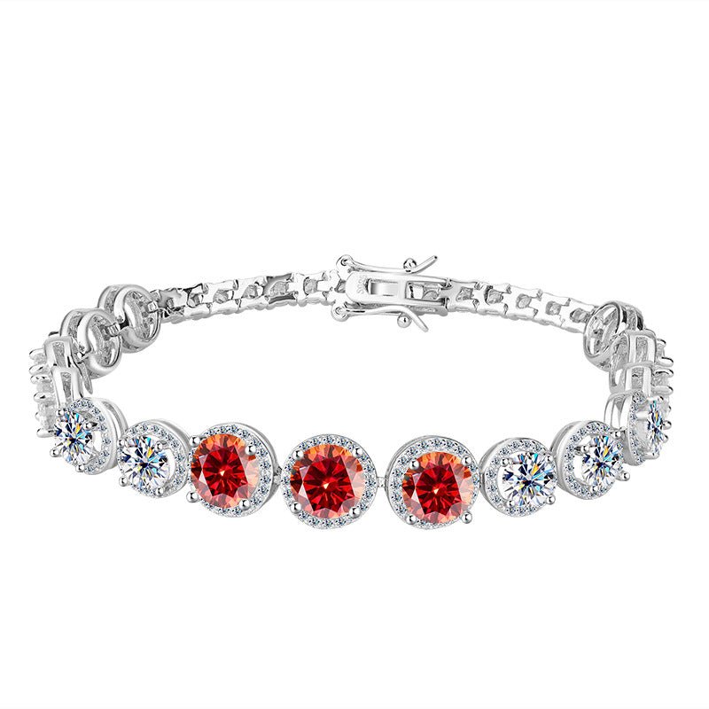 Cross-border hot selling S925Silver Round Bracelet for Women with Moissanite, Luxurious Heavy Craft Bracelet, Super Sparkling Jewelry, In Stock Wholesale