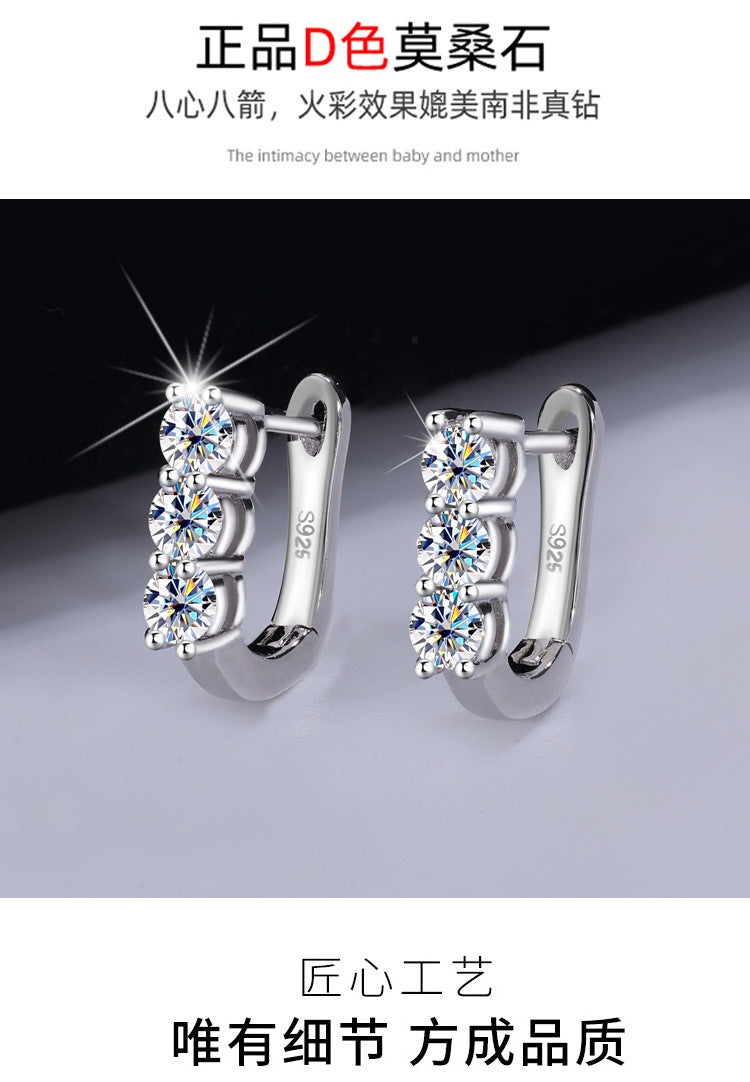 Direct Foreign Trade Sales S925Sterling Silver Full Diamond Moissanite Earrings Fashionable Personality Ear Clips Light Luxury High-end Ear Jewelry Wholesale