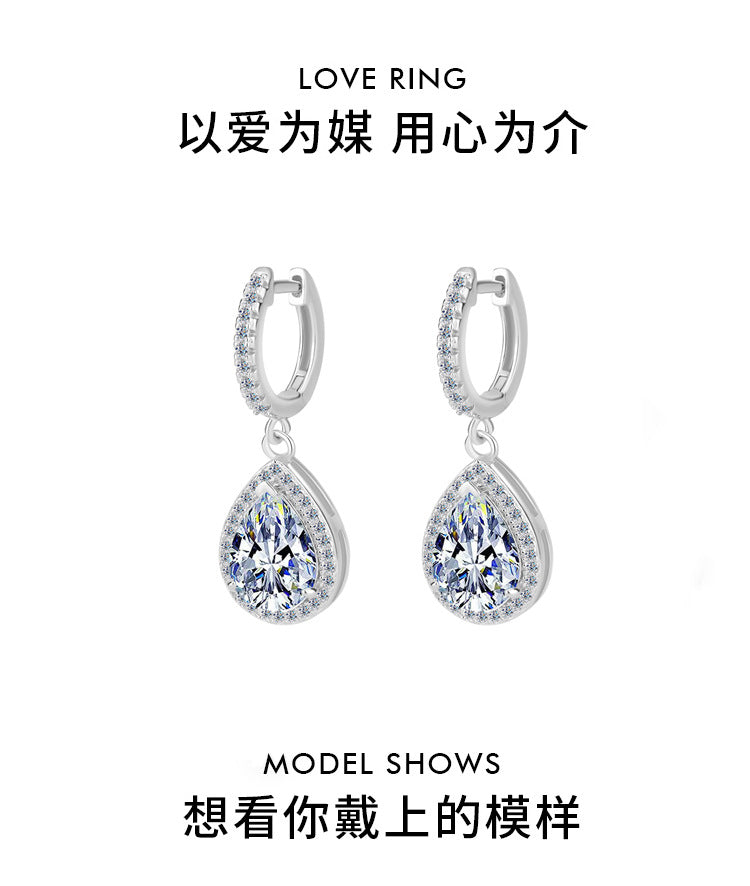 Cross-border wholesale Moissanite Earrings S925Sterling Silver Earrings Classic Premium Water Drop Pear Shape Earrings Moissanite Stud Earrings