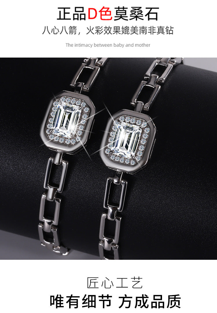 S925Sterling Silver Moissanite Geometric Bracelet 1Carat Irregular Moissanite Bracelet for Women, Light Luxury, Exquisite, Simple, Fashionable