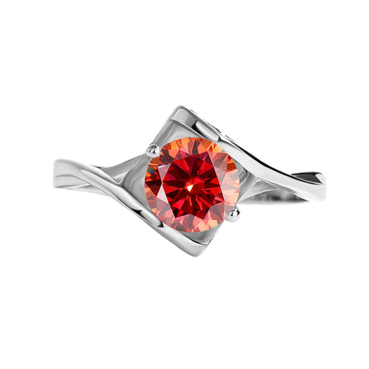 Factory direct sales925Sterling Silver Ring Female Angel Kiss Moissanite Heart to Heart Simulation Diamond Ring Live Wholesale