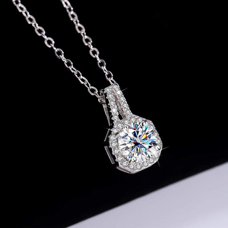 s925Sterling Silver1Clamoissanite Pendant Necklace Silver Pendant Women's Style T Home Square Diamond Pendant Jewelry Live Wholesale