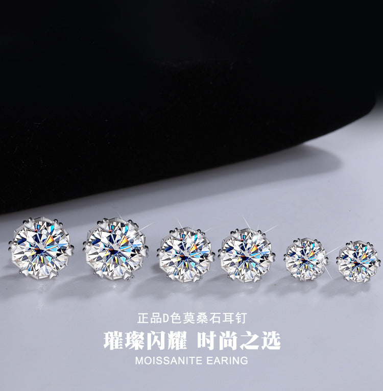 Cross-border hot selling S925Silver Genuine Moissanite Snowflake Earrings Elegant Simple Moissanite Ear Jewelry Factory Wholesale