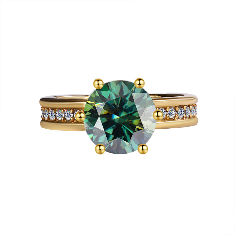 Factory Hot Sale S925Silver Moissanite High Crown Queen Women's Ring Gold Plated Diamond Imitation Proposal Wedding Diamond Ring