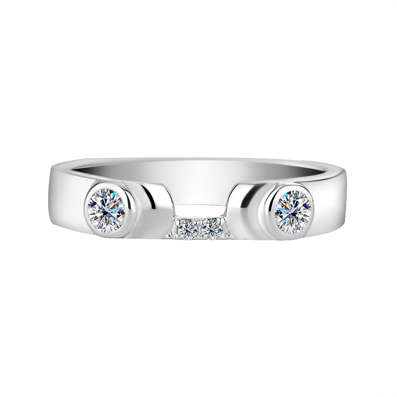Cross-border hot selling S925Sterling Silver Cupid Moissanite Ring for Women Moissanite Women's Ring Wedding Band Factory Wholesale