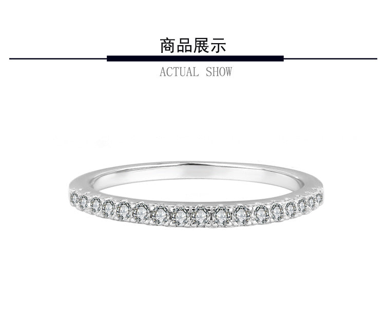 S925Sterling Silver One Row Moissanite Ring for Women, Simple Stackable Tail Ring, Couple Rings Wholesale Direct Sale