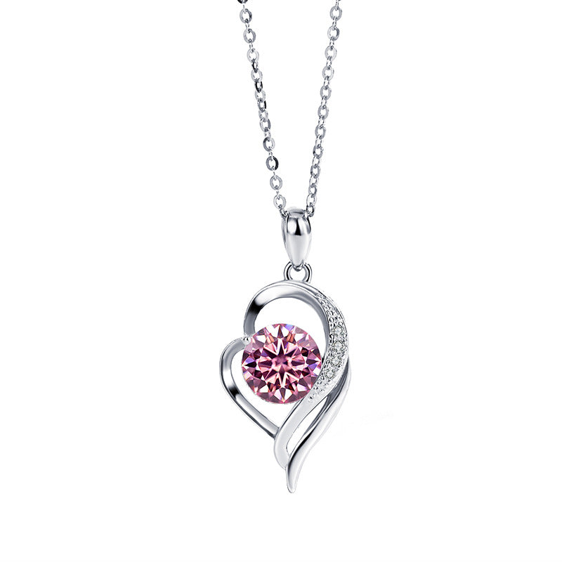 925Sterling Silver VVS1Level Moissanite Diamond Love You Forever One Carat Diamond Necklace Light Luxury Versatile Collarbone Chain