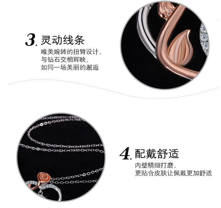 Cross-Border Europe and America S925Sterling Silver Beating Heart Clavicle Chain Necklace for Women Simple High-end Pendant Jewelry Wholesale Accessories