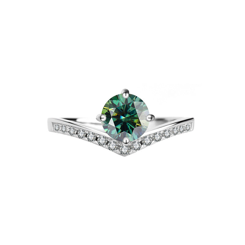Sterling Silver Platinum Plated Moissanite Passable Diamond Pen Moissanite Crown Genuine Diamond Ring Simulated Diamond Proposal Wedding Ring