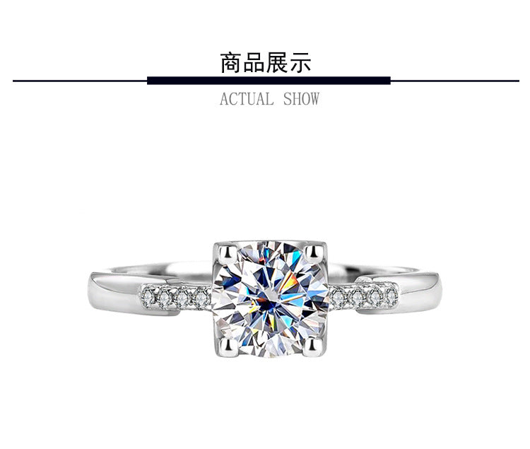 S925Sterling Silver Moissanite Ring Bull Head Small Waist Female Diamond Ring Adjustable Simulation Proposal Engagement Wedding Diamond Ring