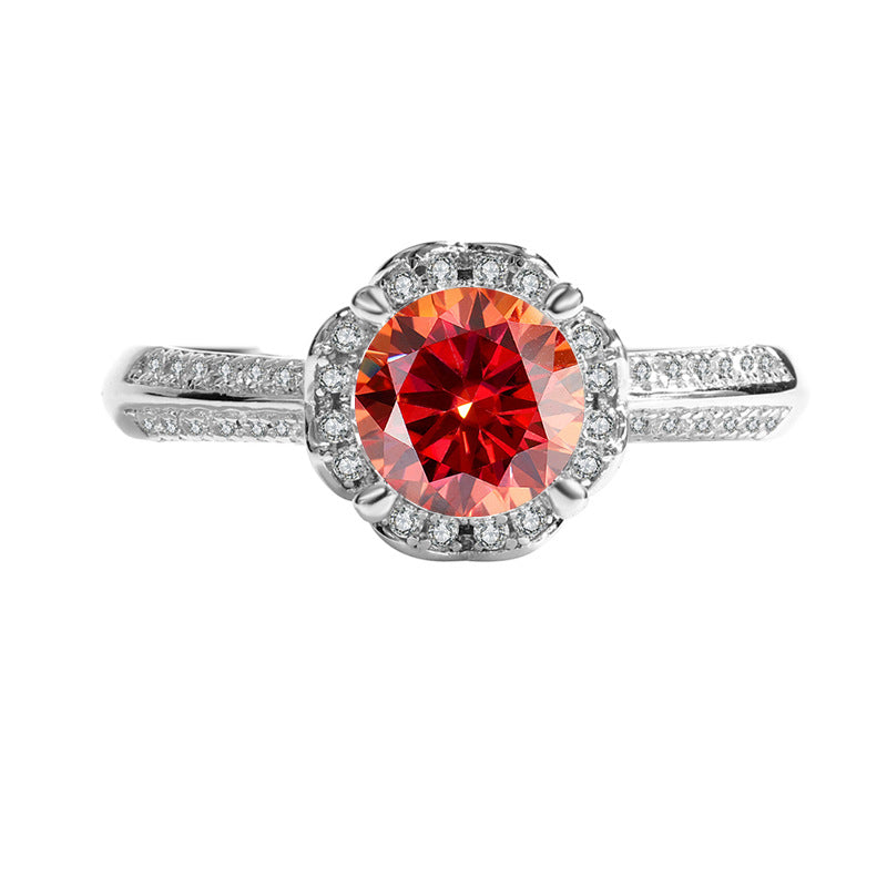 925Pure Moissanite Silver Moissanite Diamond Handheld Flower Women's Ring Rose Fashion Classic Jewelry Manufacturer Wholesale