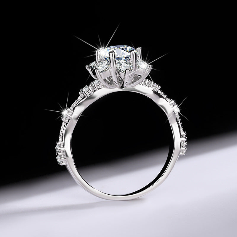 S925Sterling Silver Ring Genuine Moissanite Diamond Starlight Girl Couple Rings Wedding Proposal Gift for Girlfriend