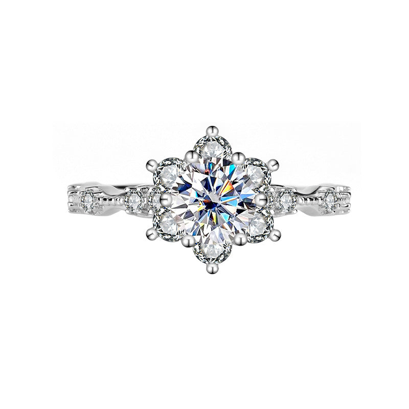 S925Sterling Silver Ring Genuine Moissanite Diamond Starlight Girl Couple Rings Wedding Proposal Gift for Girlfriend