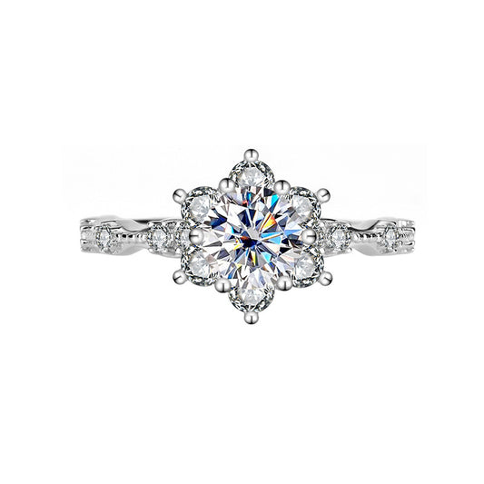 S925Sterling Silver Ring Genuine Moissanite Diamond Starlight Girl Couple Rings Wedding Proposal Gift for Girlfriend