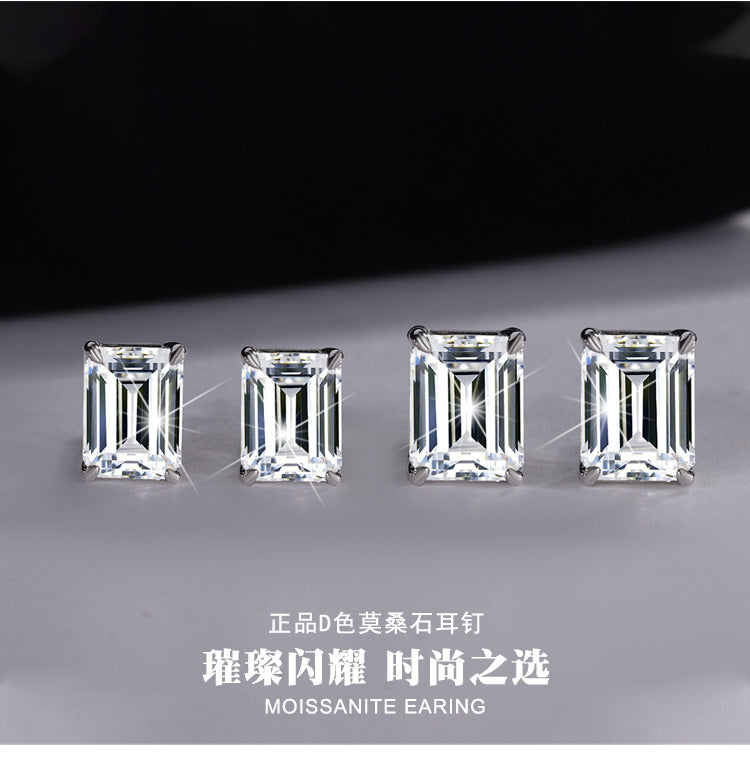 Cross-border hot selling S925Sterling Silver Earrings for Women Simple Elegant Earrings Irregular Moissanite Cut Moissanite Stud Earrings