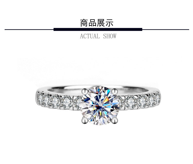 Exclusive for cross-border S925Sterling Silver Moissanite Luxury Four-Claw Couple Rings Wedding Birthday Gift Rings for Girlfriend