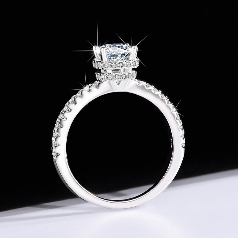 s925Sterling Silver Sunset Color Moissanite Ring for Women, TikTok Popular Fashion Wedding Ring, Live Wholesale