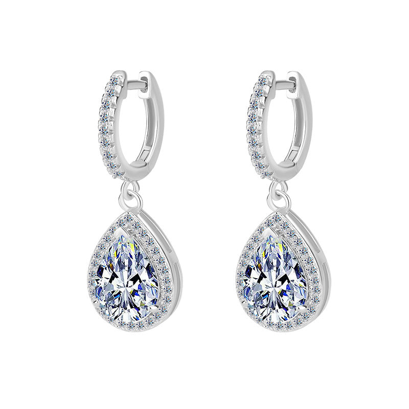 Cross-border wholesale Moissanite Earrings S925Sterling Silver Earrings Classic Premium Water Drop Pear Shape Earrings Moissanite Stud Earrings
