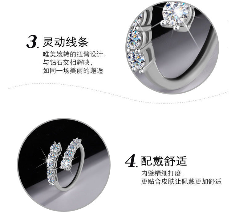 Cross-border new arrival S925Silver Moissanite Starry Sky Shining Night Ring Female fashion Exquisite ins High-end Manufacturer Direct Sale